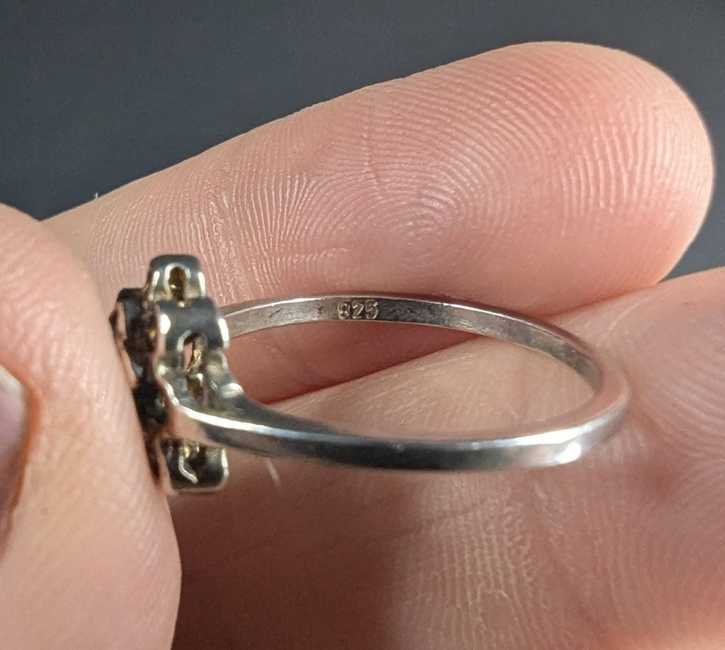 Vintage Sterling Silver and Oval Amethyst Ring, Floral Design Size 6.5