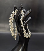 Vintage Triple Strand Button Pearl Collar Necklace 14K GF Clasp