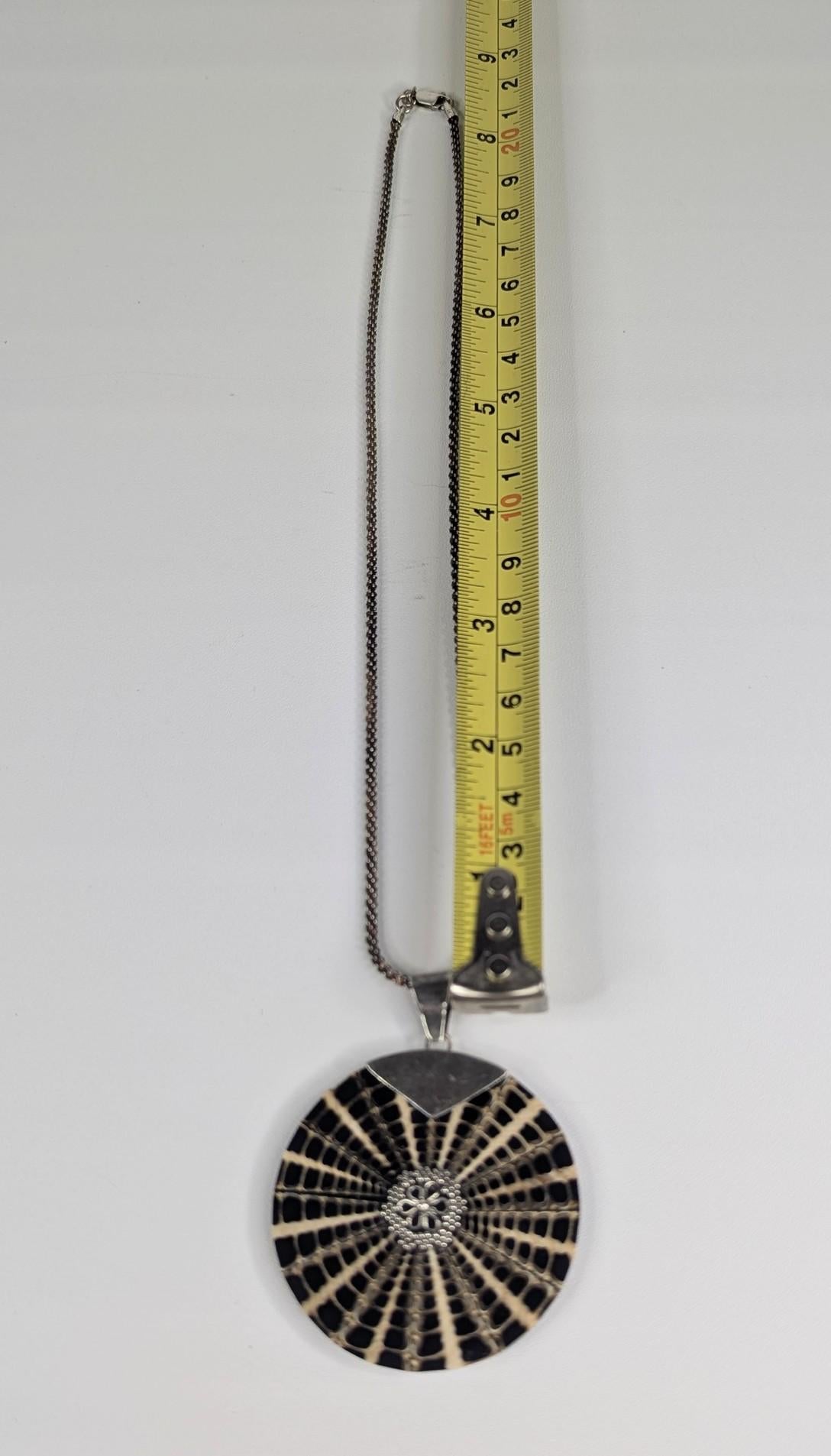 Vintage Nautilus Shell Pendant: Sterling Silver Details, 18" Rope Chain with platinum overlay