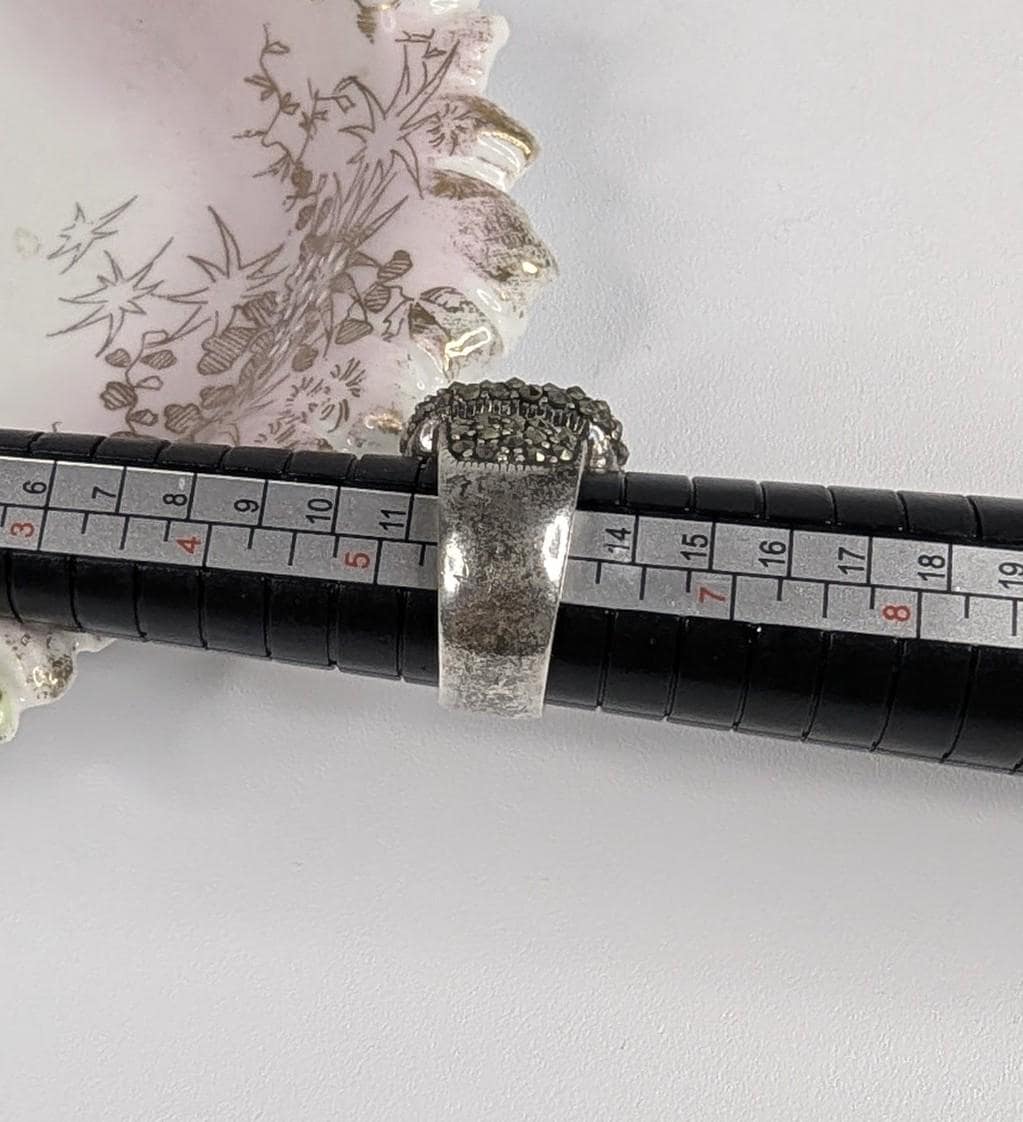 Sterling Silver and Marcasite ATI Belt Buckle Statement ring size 6