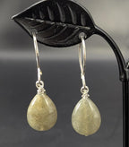 Sterling Green Quartz Dangle Earrings with Green Crystal Accents