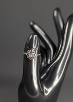 Vintage Sterling Silver and Oval Amethyst Ring, Floral Design Size 6.5