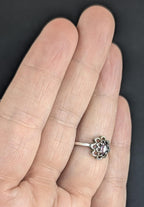 Vintage Sterling Silver and Oval Amethyst Ring, Floral Design Size 6.5