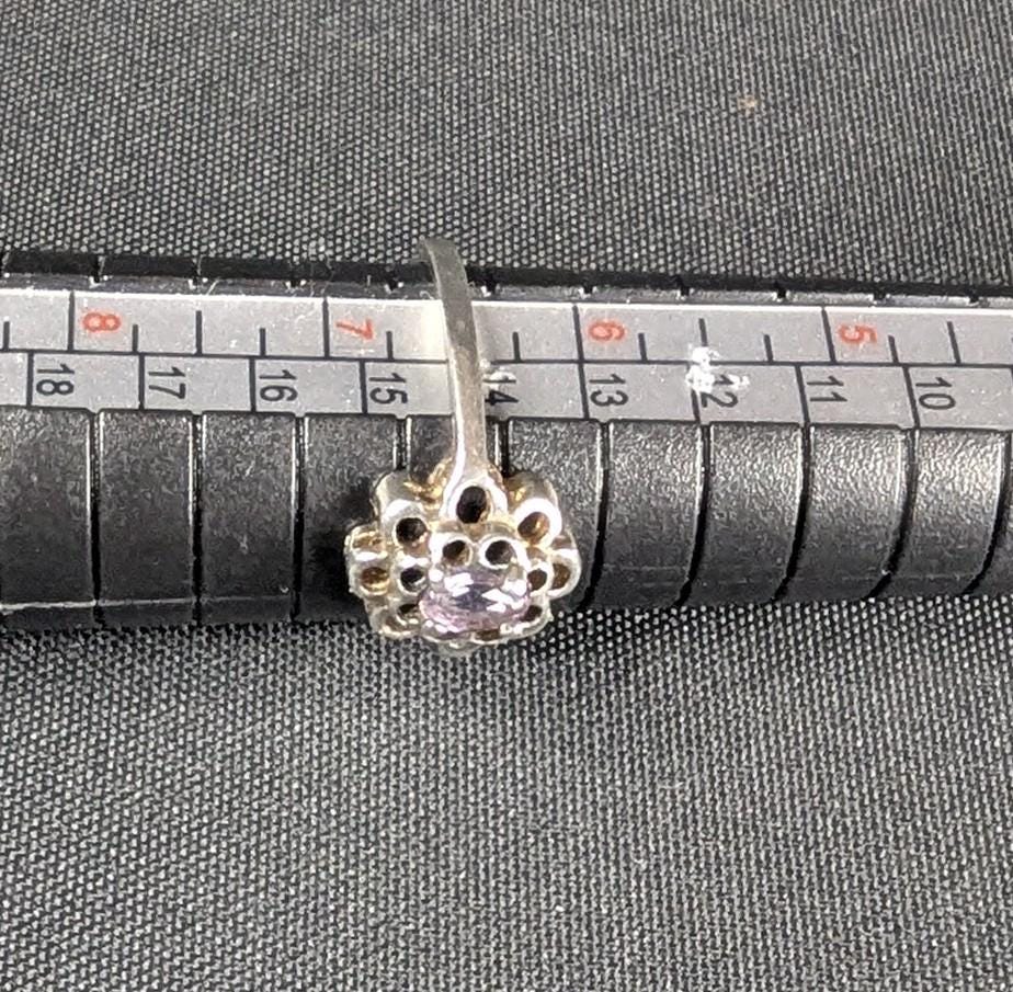 Vintage Sterling Silver and Oval Amethyst Ring, Floral Design Size 6.5