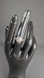 Vintage Sterling Silver and Oval Amethyst Ring, Floral Design Size 6.5