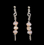 Iridescent Pink Czech Glass Dangle Earrings - Sterling Silver Statement Jewelry