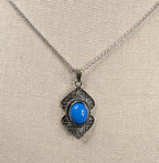 Vintage Sterling silver and Turquoise Filigree Pendant Necklace on "16 925 chain