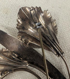 Vintage Hand Made Sterling Silver Calla Lily Brooch Art Nouveau with Copper tone finish