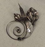 Vintage Hand Made Sterling Silver Calla Lily Brooch Art Nouveau with Copper tone finish