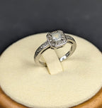 Sterling Silver Light Blue Topaz Solitaire With Clear Stone Accents, Ring Size 6.75