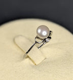 Sterling Silver 6mm Pearl Ring With CZ accent stone Size 7