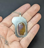 Vintage Art Deco Moss Agate Sterling Silver Pendant on 18" Chain