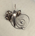 Vintage Hand Made Sterling Silver Calla Lily Brooch Art Nouveau with Copper tone finish