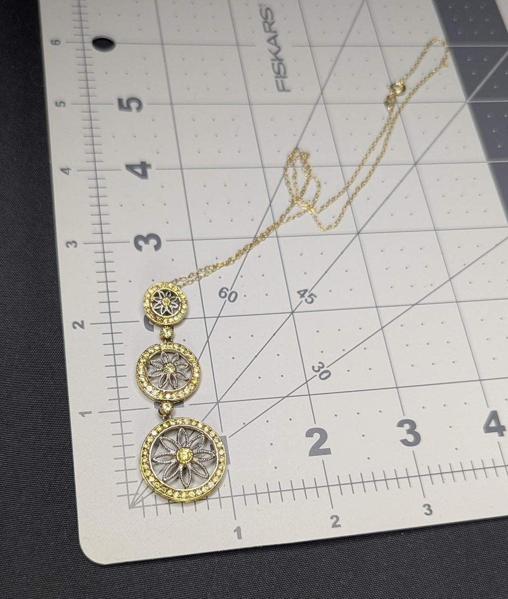 Sterling Silver Gold Overlay Peridot Stone Flower Pendant Necklace