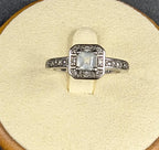 Sterling Silver Light Blue Topaz Solitaire With Clear Stone Accents, Ring Size 6.75