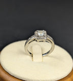 Sterling Silver Light Blue Topaz Solitaire With Clear Stone Accents, Ring Size 6.75