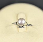 Sterling Silver 6mm Pearl Ring With CZ accent stone Size 7