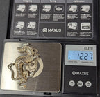 Vintage Sterling Silver Dancing Dragon Pendant Necklace: Gold Vermeil, 20" Chain