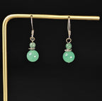 Vintage Polished Green Aventurine and sterling silver drop earrings.