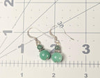Vintage Polished Green Aventurine and sterling silver drop earrings.