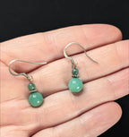 Vintage Polished Green Aventurine and sterling silver drop earrings.
