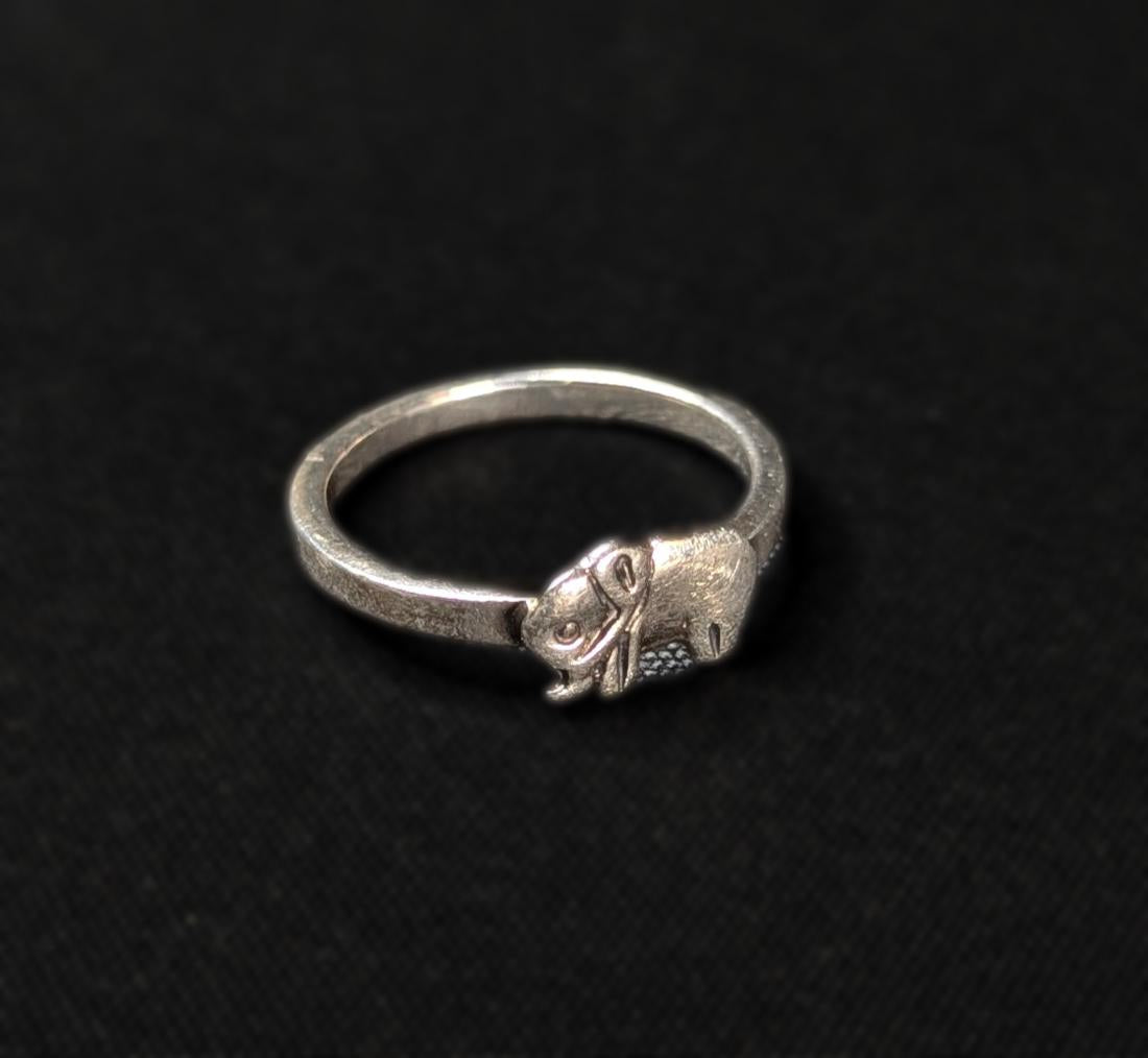 Dainty Vintage Lucky Elephant Ring, 925 Sterling Silver