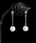 Vintage Sterling Silver and Saltwater Pearl Drop Post Back Earrings