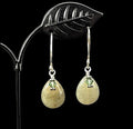Sterling Green Quartz Dangle Earrings with Green Crystal Accents