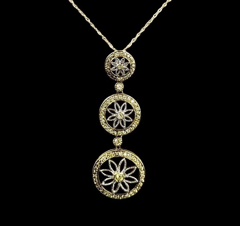 Sterling Silver Gold Overlay Peridot Stone Flower Pendant Necklace