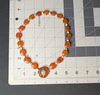 Vintage Carnelian, Jade, & 14k Gold Necklace, Estate Statement Choker