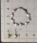 Vintage Sterling Silver Coin Pearl Bracelet and Earrings Curated Set