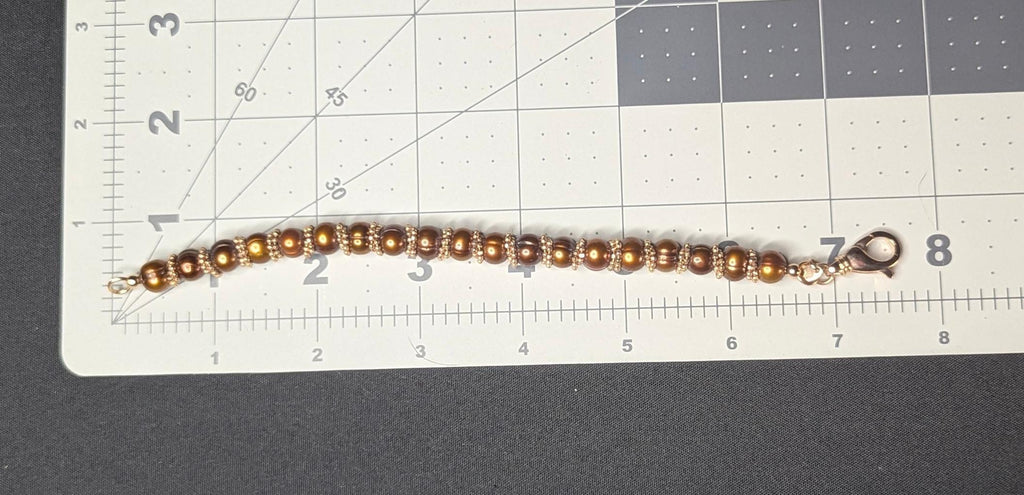 Vintage Honora Bronze Freshwater Pearl and Gold Tone Beaded Bracelet