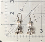 Vintage Freshwater Pearl and Sterling Silver Jhumka Dangle Earrings - 1.8" drop length