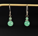Vintage Polished Green Aventurine and sterling silver drop earrings.