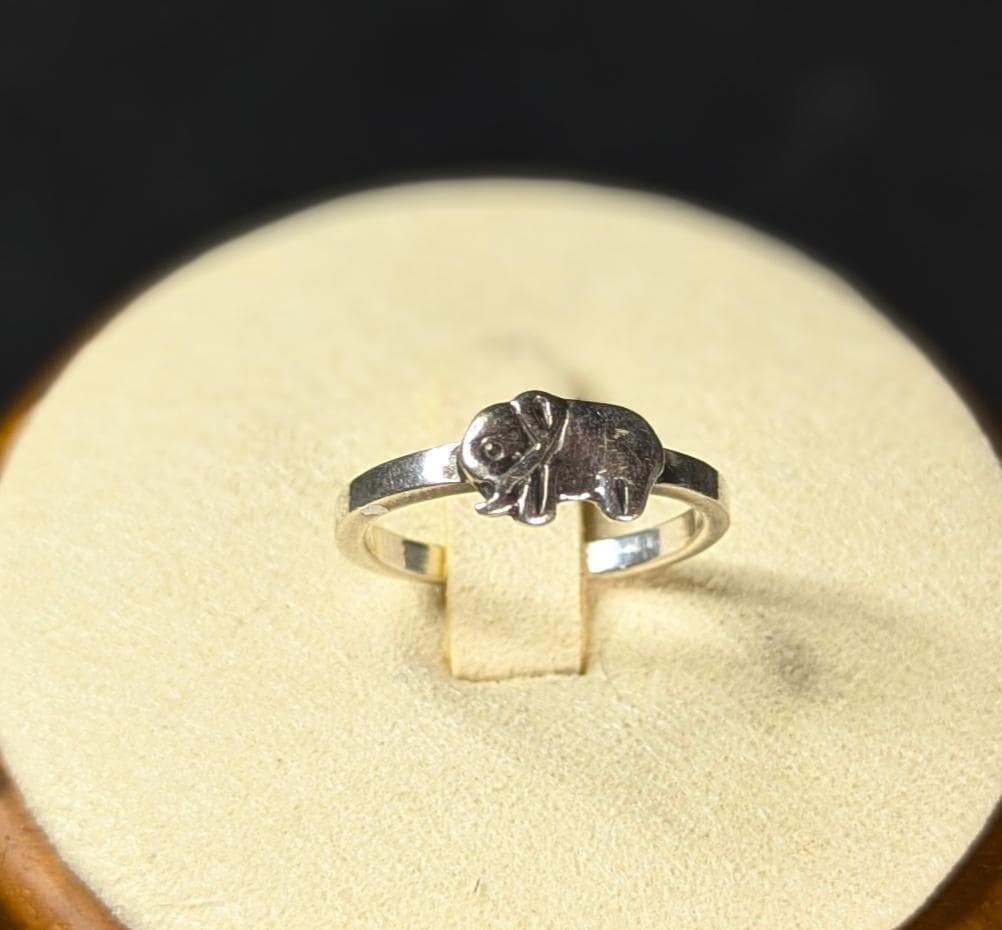 Dainty Vintage Lucky Elephant Ring, 925 Sterling Silver