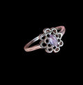 Vintage Sterling Silver and Oval Amethyst Ring, Floral Design Size 6.5