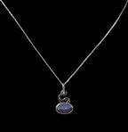 Vintage Signed 1974 Sterling Silver Dark Opal Pendant Necklace