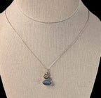 Vintage Signed 1974 Sterling Silver Dark Opal Pendant Necklace