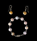 Vintage Sterling Silver Coin Pearl Bracelet and Earrings Curated Set
