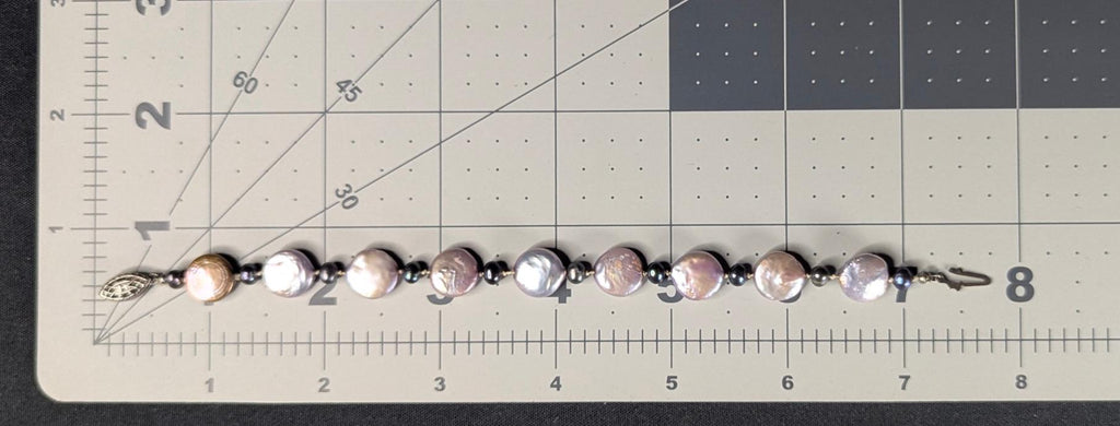 Vintage Sterling Silver Coin Pearl Bracelet and Earrings Curated Set