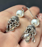 Vintage Freshwater Pearl and Sterling Silver Jhumka Dangle Earrings - 1.8" drop length