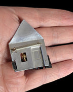 Vintage Sterling Silver House Brooch: Brass Cat, KDTR Artisan Jewelry