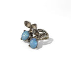 Vintage Sterling Silver Opal Triplet Ring: Art Nouveau Leaf Design, US Size 5
