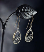 Vintage Sterling Silver Wildflower Teardrop Dangle Earrings, Floral Cutout
