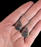 Vintage Sterling Silver Wildflower Teardrop Dangle Earrings, Floral Cutout