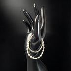 Vintage Mother & Baby Bracelet Set: Cultured Pearls, Crystal, Sterling Silver