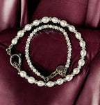Vintage Mother & Baby Bracelet Set: Cultured Pearls, Crystal, Sterling Silver