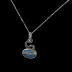 Vintage Signed 1974 Sterling Silver Dark Opal Pendant Necklace