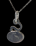 Vintage Signed 1974 Sterling Silver Dark Opal Pendant Necklace