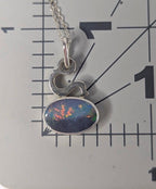 Vintage Signed 1974 Sterling Silver Dark Opal Pendant Necklace